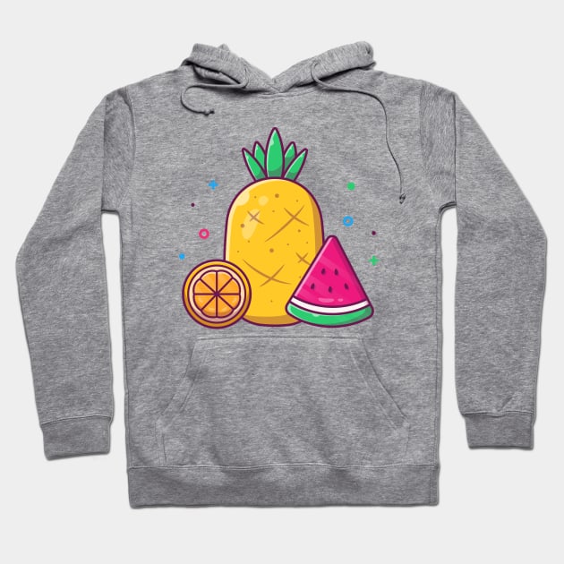 Pineapple, Orange With Watermelon Cartoon Hoodie by Catalyst Labs